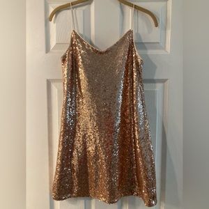 NBD at Revolve Gold Sequence Dress XS